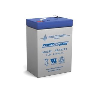 Power-Sonic PS-640 - AGM Battery - Sealed Lead Acid - 6 Volt - 4.5 Ah Capacity - F1 Terminal