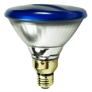 100 Watt - PAR38 - Blue - Reflector Flood - 120 Volt - Medium Skirted Base - Incandescent Light Bulb