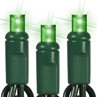 Green - 70 LED Bulbs - Wide Angle Lens - Length 23.67 ft. - Bulb Spacing 4 in. - Green Wire - Christmas Mini Light String - HLS 45614