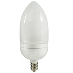 5 Watt - Torpedo CFL - 25 W Equal - 4100K Warm White - 82 CRI  - 15 Month Warranty - Candelabra Base - Satco S7312