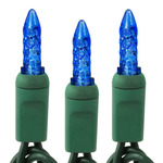 Blue - 120 Volt - 35 LED Bulbs - M5 Shape - Length 12 ft. - Bulb Spacing 4 in. - Green Wire - Christmas Mini Light String - HLS 41411
