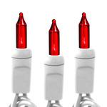 Red - 120 Volt - 50 Bulbs - Length 10.6 ft. - Bulb Spacing 2.5 in. - White Wire - Christmas Mini Light String - HLS 2.5-50-RED-W