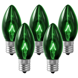 Transparent Green 7 Watt C9 Intermediate Base Replacement Bulbs