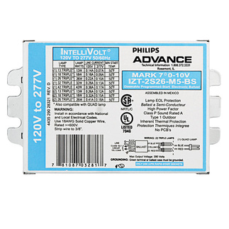 Advance Mark 7 IZT-2S26-M5-BS - 120/277 Volt - Dimmable - Programmed Start - Ballast Factor 1.0 - Power Factor 99% - Min. Temp. Rating 50 Deg. F - Operates (1 or 2) Compact Fluorescent Lamps