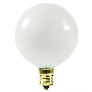 15 Watt - G16.5 - Satin White - 2-11/16 in. Dia. - 120 Volt - 1,500 Life Hours - Decorative Globe - Candelabra Base - Satco S3824