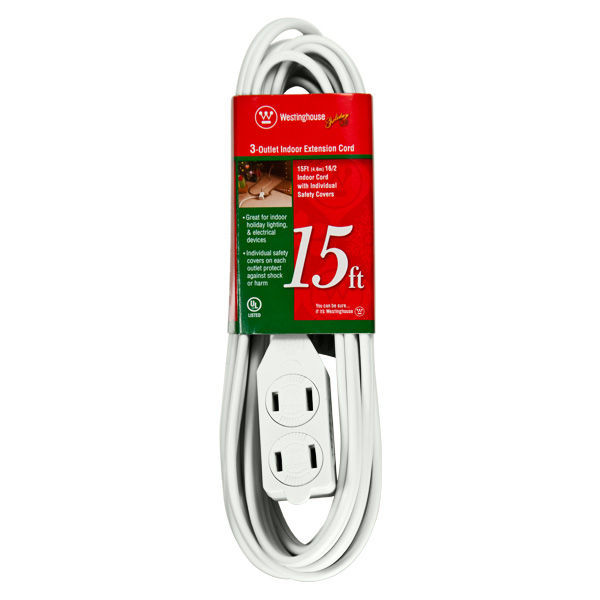 15 ft. - White - Christmas Extension Cord - 15FT3EXTWHT