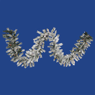 9 ft. Garland - Flocked Sugar Pine - Multi-Color Lights