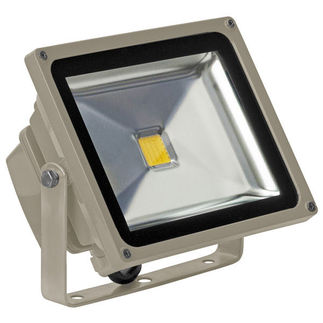 PLT - 30 Watt - LED - Waterproof Flood Light Fixture - Stark White - Operates at 100 to 240 Volts - 120 Degree Beam Angle - Light Grey Housing