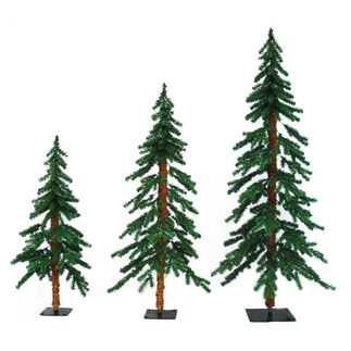 3 ft., 4 ft., 5 ft. Artificial Christmas Tree Set - Classic PVC Tips - Timberline Alpine - Pre-Lit with Clear Mini Lights - Barcana - 3 Pack