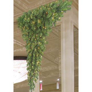 5 ft. Artificial Christmas Tree - Upside Down Around Corner Three Quarter Tree - Pre-Lit with Clear Mini Lights - Barcana