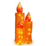 (Set of 3) Illuminated - Frosted Candle Trio Decoration - Gold - 27 in. - 35 Bulbs