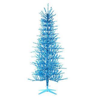 5 ft. Artificial Christmas Tree - Pre-Lit Blue Tinsel - 450 Bulbs