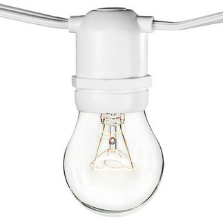 (50 Sockets) White Wire - 120 Volt - Commercial Duty Patio Light Stringer - Medium Base Socket - 102 ft.