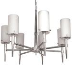 (7 Light) Halogen Chandelier - Polished Chrome / Satin White Glass - Nuvo Lighting 60-1065