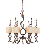 (6 Light) Chandelier - Autumn / Beige Shantung Shades - Nuvo Lighting 60-1422