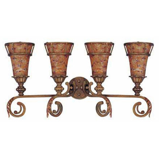 Nuvo 60-1532 (4 Light) Vanity - Antique Gold/Art Nouveau Glass 1000Bulbs.com