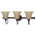 (3 CFL) Vanity - Old Bronze / Amber Water Glass - Energy Star Qualified - Nuvo Lighting 60-2424 - Residential Light Fixture