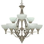 (9 CFL) Chandelier - Brushed Nickel / Alabaster Swirl Glass - Energy Star Qualified - Nuvo Lighting 60-2486