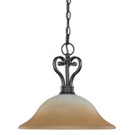 (1 Light) Hanging Dome - Sudbury Bronze / Champagne Linen Glass - Nuvo Lighting 60-2748 - Residential Light Fixture
