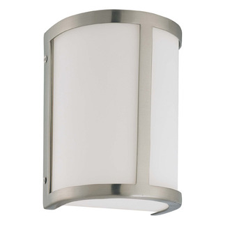 (1 Light) Wall Sconce - Brushed Nickel / Satin White Glass - Nuvo Lighting 60-2868
