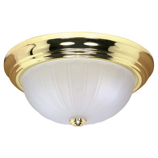 (2 CFL) - Flush Mount Ceiling Fixture - Polished Brass / Frosted Melon Glass - Energy Star Qualified - Nuvo Lighting 60-440